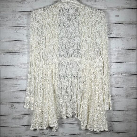 Surrealist USA Ivory Pucker Lace Bohemian Romantic Cottagecore Chic Jacket M/L - Picture 3 of 10